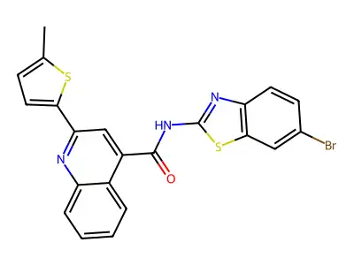 N-(6-bromo-1,3-benzothiazol-2-yl)-2-(5-methyl-2-thienyl)-4-quinolinecarboxamide structure