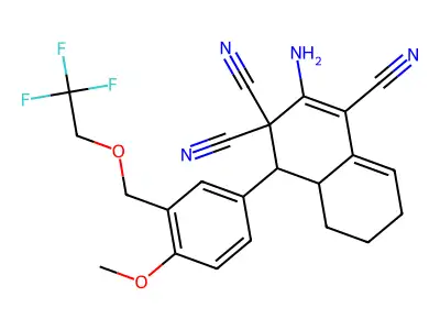 2-amino-4-{4-methoxy-3-[(2,2,2-trifluoroethoxy)methyl]phenyl}-4a,5,6,7-tetrahydro-1,3,3(4H)-naphthalenetricarbonitrile structure