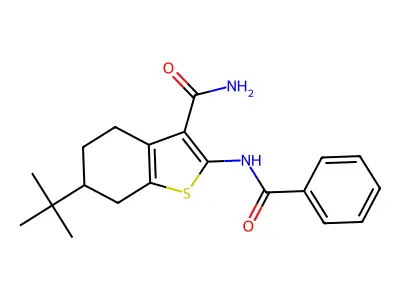 2-Benzamido-6-tert-butyl-4,5,6,7-tetrahydro-1-benzothiophene-3-carboxamide structure