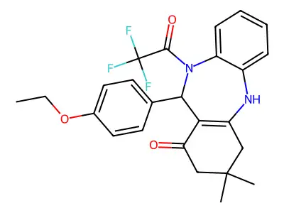 6-(4-ethoxyphenyl)-9,9-dimethyl-5-(2,2,2-trifluoroacetyl)-6,8,10,11-tetrahydrobenzo[b][1,4]benzodiazepin-7-one structure