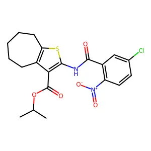 isopropyl 2-({5-chloro-2-nitrobenzoyl}amino)-5,6,7,8-tetrahydro-4H-cyclohepta[b]thiophene-3-carboxylate structure