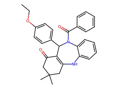 5-benzoyl-6-(4-ethoxyphenyl)-9,9-dimethyl-6,8,10,11-tetrahydrobenzo[b][1,4]benzodiazepin-7-one structure