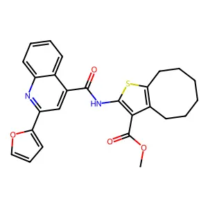 methyl 2-[[2-(furan-2-yl)quinoline-4-carbonyl]amino]-4,5,6,7,8,9-hexahydrocycloocta[b]thiophene-3-carboxylate structure