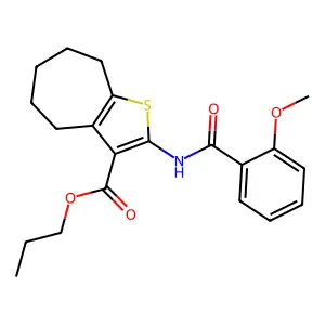 propyl 2-[(2-methoxybenzoyl)amino]-5,6,7,8-tetrahydro-4H-cyclohepta[b]thiophene-3-carboxylate structure
