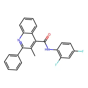 N-(2,4-difluorophenyl)-3-methyl-2-phenylquinoline-4-carboxamide structure