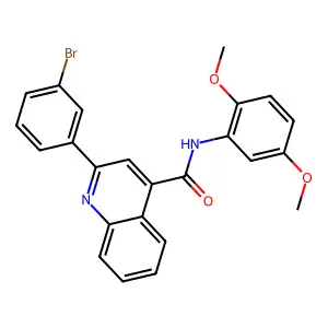 2-(3-bromophenyl)-N-(2,5-dimethoxyphenyl)quinoline-4-carboxamide structure