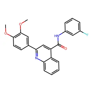 2-(3,4-dimethoxyphenyl)-N-(3-fluorophenyl)quinoline-4-carboxamide structure