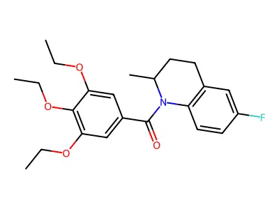 (6-fluoro-2-methyl-3,4-dihydroquinolin-1(2H)-yl)(3,4,5-triethoxyphenyl)methanone structure
