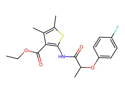 Ethyl 2-[2-(4-fluorophenoxy)propanamido]-4,5-dimethylthiophene-3-carboxylate structure