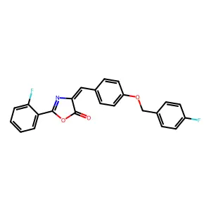 (4Z)-2-(2-fluorophenyl)-4-[[4-[(4-fluorophenyl)methoxy]phenyl]methylidene]-1,3-oxazol-5-one structure