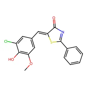 5-(3-chloro-4-hydroxy-5-methoxybenzylidene)-2-phenyl-1,3-thiazol-4(5H)-one structure