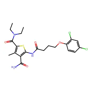 5-[4-(2,4-dichlorophenoxy)butanoylamino]-2-N,2-N-diethyl-3-methylthiophene-2,4-dicarboxamide structure