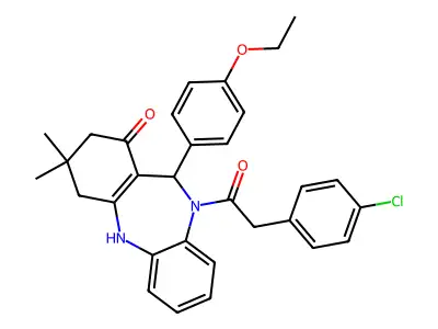 5-[2-(4-chlorophenyl)acetyl]-6-(4-ethoxyphenyl)-9,9-dimethyl-6,8,10,11-tetrahydrobenzo[b][1,4]benzodiazepin-7-one structure