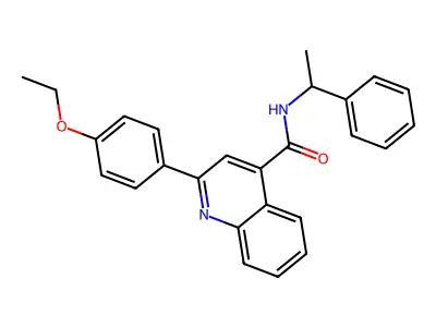 2-(4-ethoxyphenyl)-N-(1-phenylethyl)quinoline-4-carboxamide structure