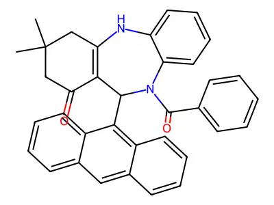 11-(9-anthryl)-10-benzoyl-3,3-dimethyl-2,3,4,5,10,11-hexahydro-1H-dibenzo[b,e][1,4]diazepin-1-one structure