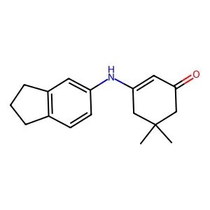 3-(2,3-dihydro-1H-inden-5-ylamino)-5,5-dimethylcyclohex-2-en-1-one structure