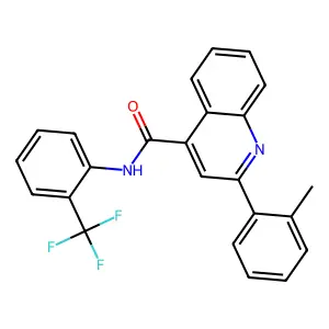 2-(2-methylphenyl)-N-[2-(trifluoromethyl)phenyl]quinoline-4-carboxamide structure
