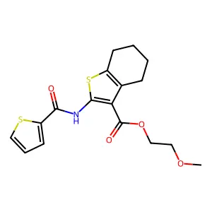 2-methoxyethyl 2-[(2-thienylcarbonyl)amino]-4,5,6,7-tetrahydro-1-benzothiophene-3-carboxylate structure