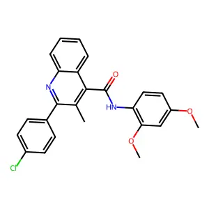 2-(4-chlorophenyl)-N-(2,4-dimethoxyphenyl)-3-methylquinoline-4-carboxamide structure