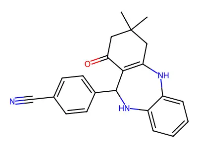 4-(3,3-dimethyl-1-oxo-2,3,4,5,10,11-hexahydro-1H-dibenzo[b,e][1,4]diazepin-11-yl)benzonitrile structure