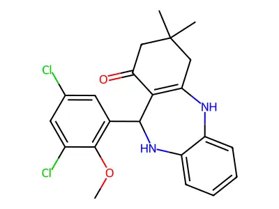11-(3,5-dichloro-2-methoxyphenyl)-3,3-dimethyl-2,3,4,5,10,11-hexahydro-1H-dibenzo[b,e][1,4]diazepin-1-one structure