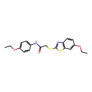 2-[(6-ethoxy-1,3-benzothiazol-2-yl)sulfanyl]-N-(4-ethoxyphenyl)acetamide structure