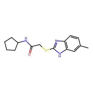 N-cyclopentyl-2-[(6-methyl-1H-benzimidazol-2-yl)sulfanyl]acetamide structure