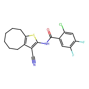 2-chloro-N-(3-cyano-4,5,6,7,8,9-hexahydrocycloocta[b]thiophen-2-yl)-4,5-difluorobenzamide structure