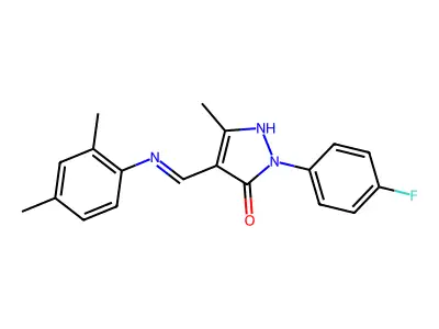 (4Z)-4-{[(2,4-dimethylphenyl)amino]methylidene}-2-(4-fluorophenyl)-5-methyl-2,4-dihydro-3H-pyrazol-3-one structure