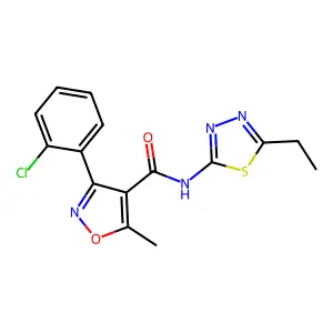 3-(2-chlorophenyl)-N-(5-ethyl-1,3,4-thiadiazol-2-yl)-5-methyl-1,2-oxazole-4-carboxamide structure