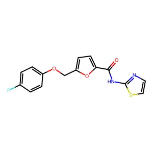 5-[(4-fluorophenoxy)methyl]-N-(1,3-thiazol-2-yl)furan-2-carboxamide structure