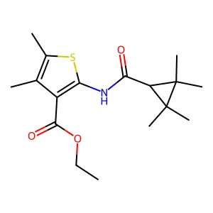 ethyl 4,5-dimethyl-2-{[(2,2,3,3-tetramethylcyclopropyl)carbonyl]amino}-3-thiophenecarboxylate structure