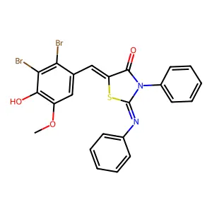 5-(2,3-dibromo-4-hydroxy-5-methoxybenzylidene)-3-phenyl-2-(phenylimino)-1,3-thiazolidin-4-one structure