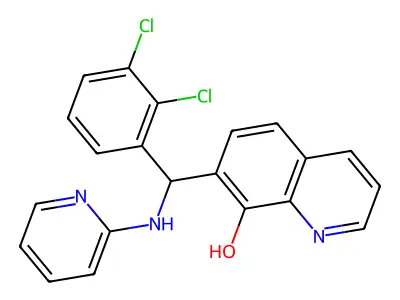 7-[(2,3-Dichlorophenyl)(pyridin-2-ylamino)methyl]quinolin-8-ol structure
