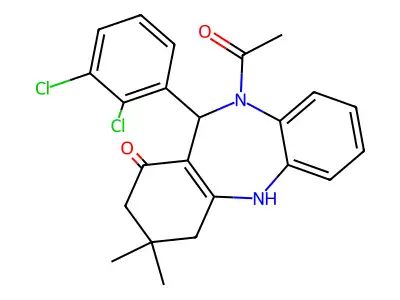 10-acetyl-11-(2,3-dichlorophenyl)-3,3-dimethyl-2,3,4,5,10,11-hexahydro-1H-dibenzo[b,e][1,4]diazepin-1-one structure