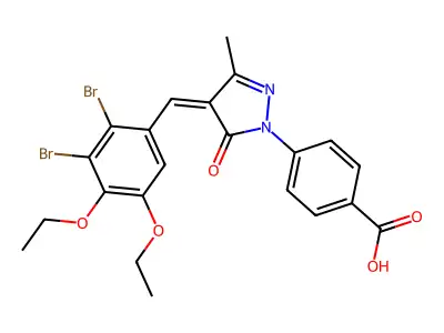 4-[4-[(2,3-Dibromo-4,5-diethoxyphenyl)methylene]-4,5-dihydro-3-methyl-5-oxo-1H-pyrazol-1-yl]benzoic acid structure