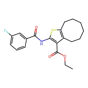 ethyl 2-[(3-fluorobenzoyl)amino]-4,5,6,7,8,9-hexahydrocycloocta[b]thiophene-3-carboxylate structure
