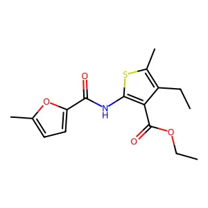 Ethyl 4-ethyl-5-methyl-2-[(5-methyl-2-furoyl)amino]-3-thiophenecarboxylate structure