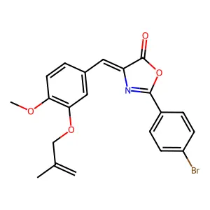 (4Z)-2-(4-bromophenyl)-4-[[4-methoxy-3-(2-methylprop-2-enoxy)phenyl]methylidene]-1,3-oxazol-5-one structure