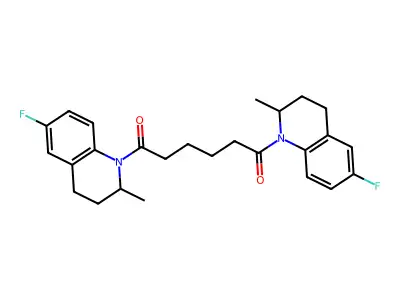 1,6-bis(6-fluoro-2-methyl-3,4-dihydroquinolin-1(2H)-yl)hexane-1,6-dione structure
