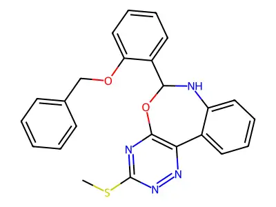6-[2-(benzyloxy)phenyl]-3-(methylsulfanyl)-6,7-dihydro[1,2,4]triazino[5,6-d][3,1]benzoxazepine structure