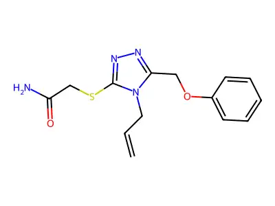 2-[[5-(Phenoxymethyl)-4-prop-2-enyl-1,2,4-triazol-3-yl]sulfanyl]acetamide structure