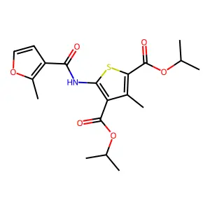 Diisopropyl 3-methyl-5-[(2-methyl-3-furoyl)amino]-2,4-thiophenedicarboxylate structure