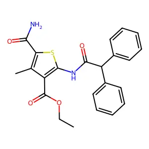 Ethyl 5-carbamoyl-2-[(2,2-diphenylacetyl)amino]-4-methylthiophene-3-carboxylate structure