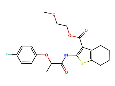 2-methoxyethyl 2-{[2-(4-fluorophenoxy)propanoyl]amino}-4,5,6,7-tetrahydro-1-benzothiophene-3-carboxylate structure
