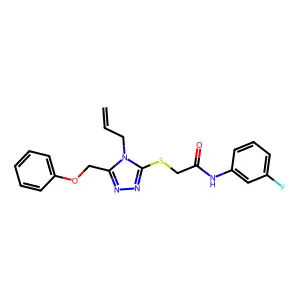 N-(3-fluorophenyl)-2-[[5-(phenoxymethyl)-4-prop-2-enyl-1,2,4-triazol-3-yl]sulfanyl]acetamide structure