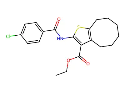 ethyl 2-[(4-chlorobenzoyl)amino]-4,5,6,7,8,9-hexahydrocycloocta[b]thiophene-3-carboxylate structure