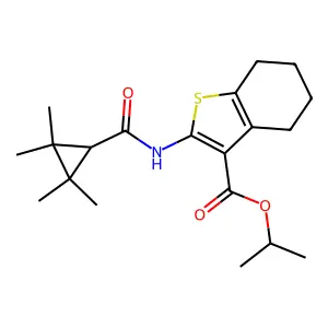 isopropyl 2-{[(2,2,3,3-tetramethylcyclopropyl)carbonyl]amino}-4,5,6,7-tetrahydro-1-benzothiophene-3-carboxylate structure