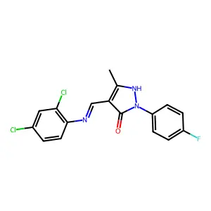 4-[(2,4-dichloroanilino)methylene]-2-(4-fluorophenyl)-5-methyl-2,4-dihydro-3H-pyrazol-3-one structure