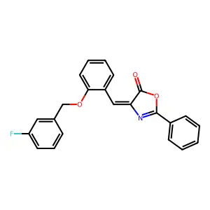 (4Z)-4-[[2-[(3-fluorophenyl)methoxy]phenyl]methylidene]-2-phenyl-1,3-oxazol-5-one structure
